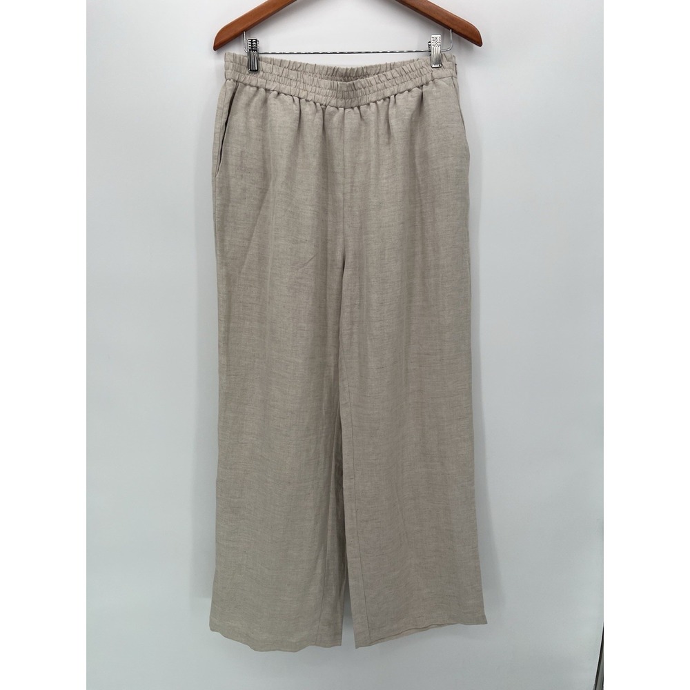 Veiled  Linen Wide Leg Pants  Beige/Cream Size XL